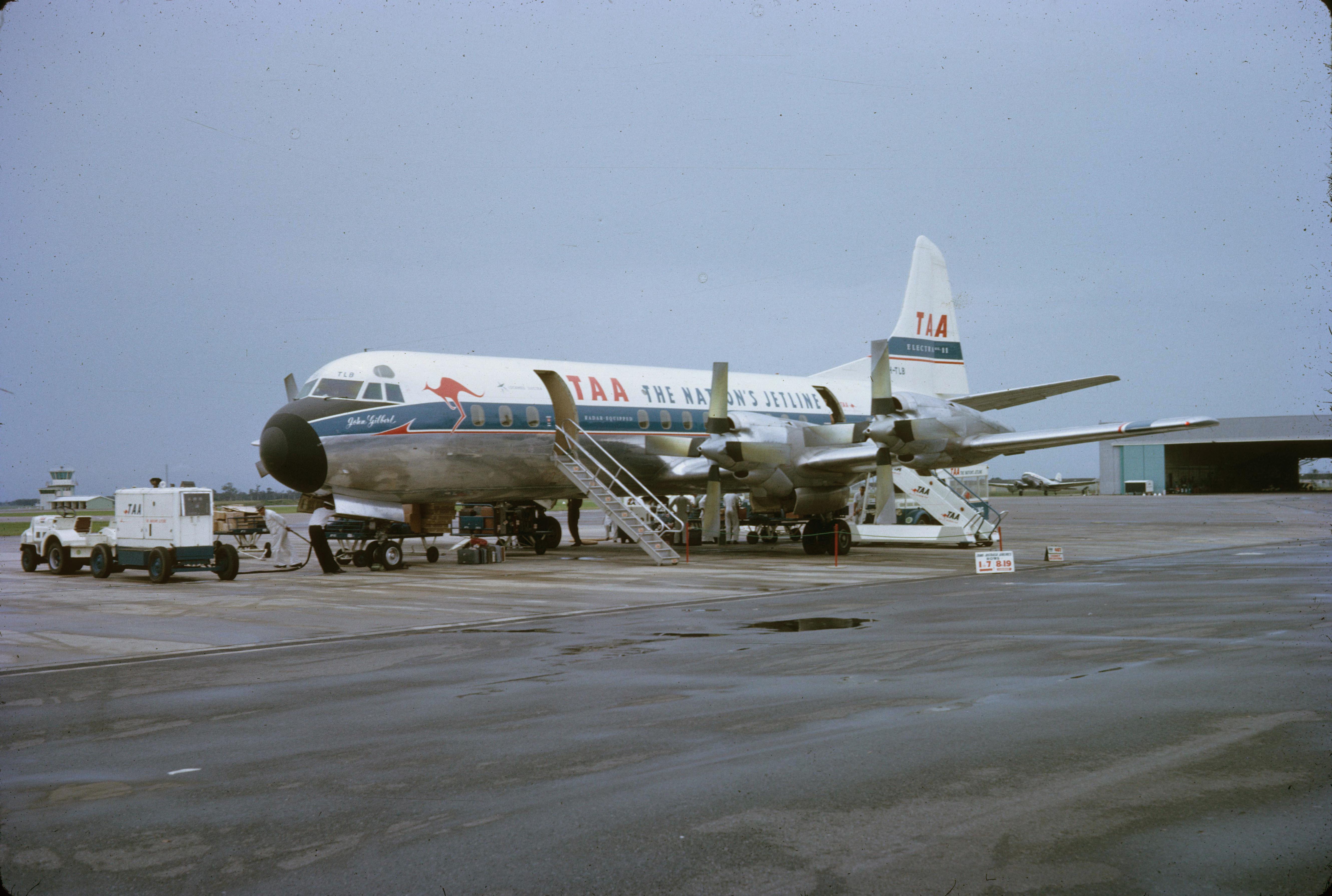 TAA Electra aircraft, Eagle Farm, 1964 Queensland Historical Atlas