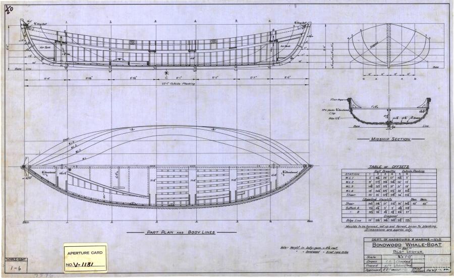 Whale boat plan, 1950 | Queensland Historical Atlas