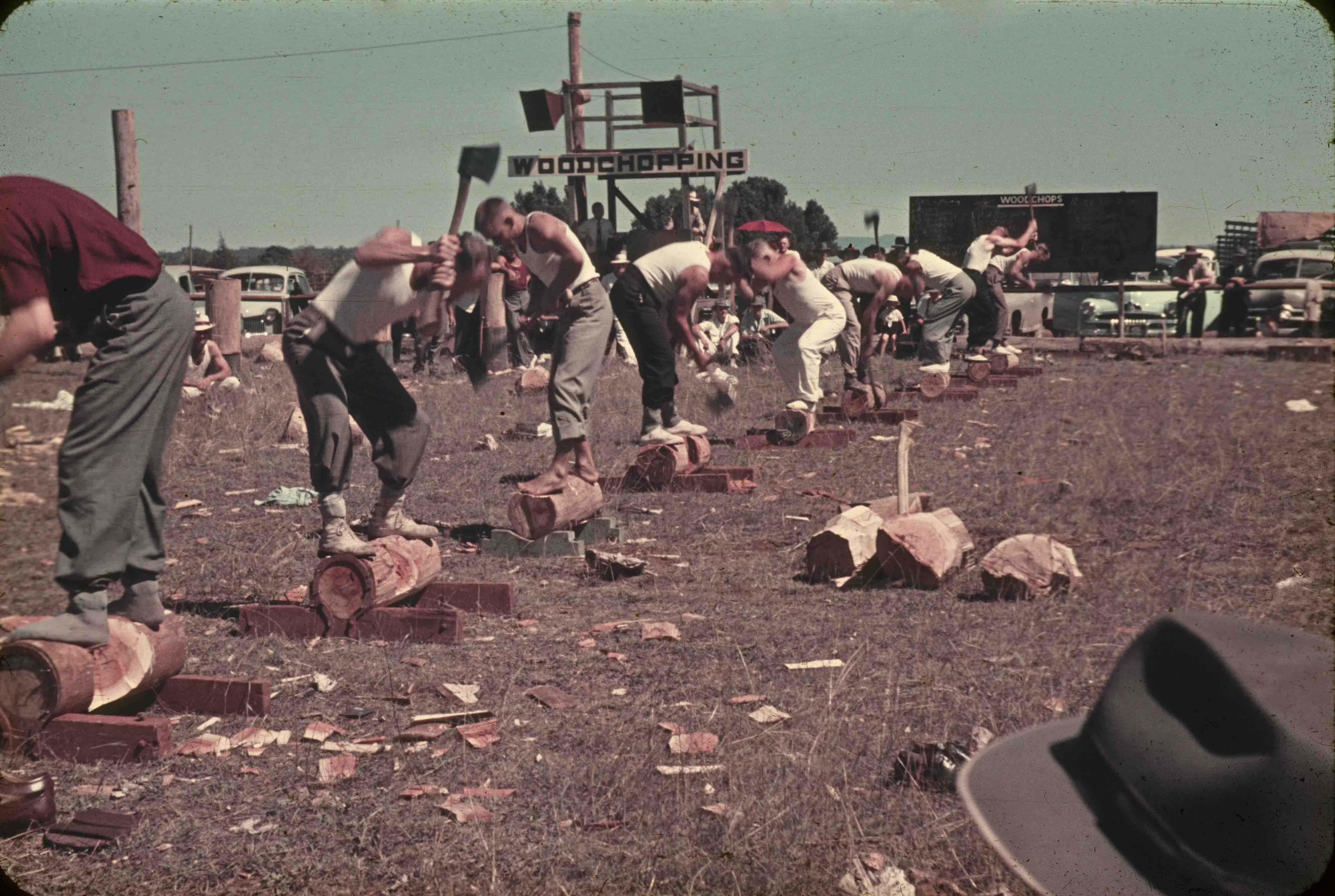 Men's woodchop, Goombungee show, c1960 Queensland Historical Atlas