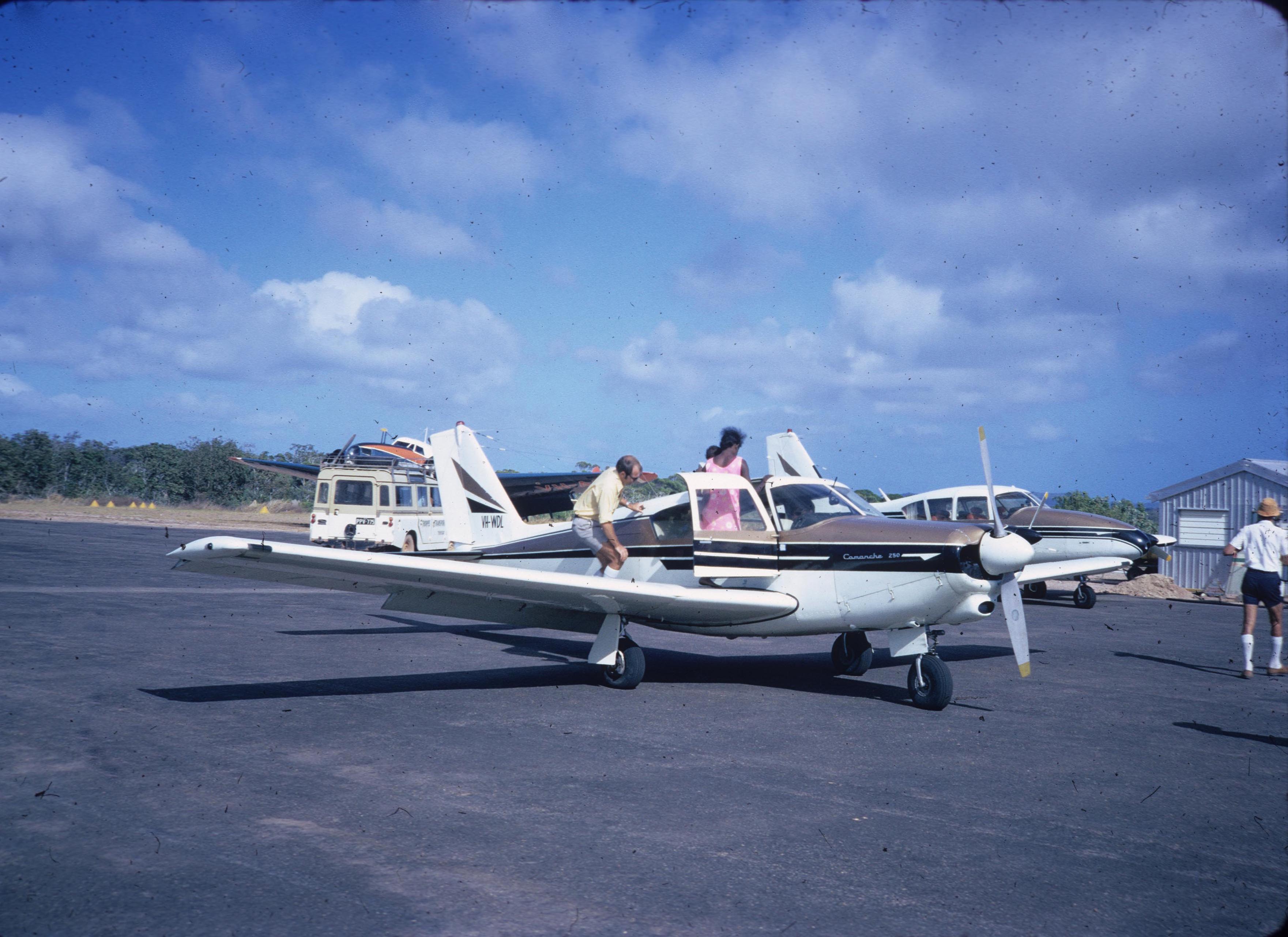 Comanche aircraft at Horn Island Airport, 1972 Queensland Historical Atlas