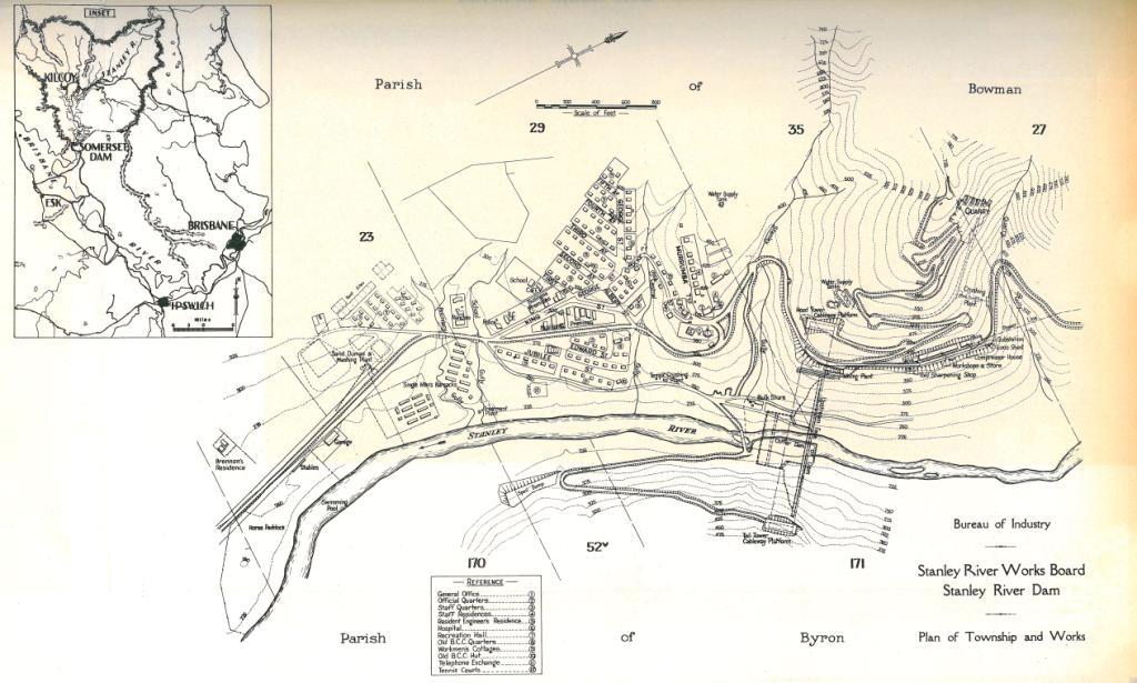Township and works at Somerset Dam, 1937 Queensland Historical Atlas