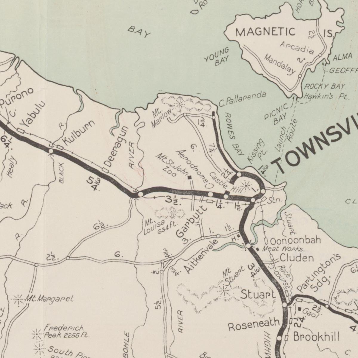 Map, RACQ Townsville tourist district map, c1950 Queensland Historical Atlas