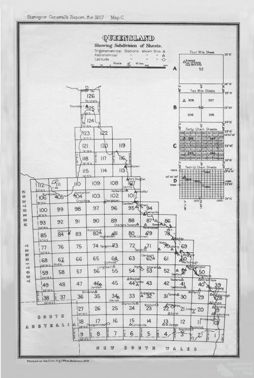 Queensland showing subdivision of sheets, 1927