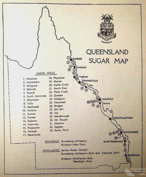 Queensland sugar map, 1941