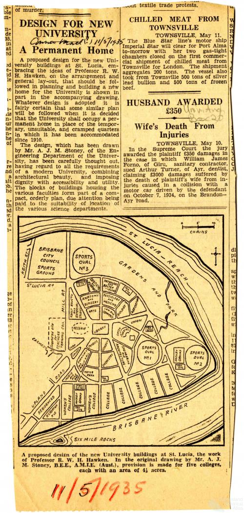 Proposed design of the new university buildings at St Lucia, 1935