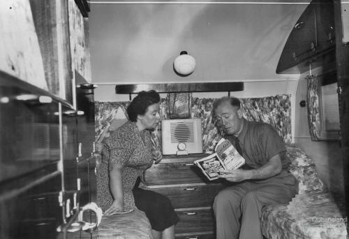 Reading a magazine, 1950