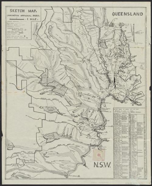 Sketch map, Lamington National Park, c1940s