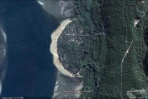 Sand-slide Stradbroke Island that occurred in 1980, Google map, 2010 