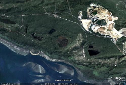 Sand-slide Stradbroke Island that occurred in 1980, Google map, 2010 