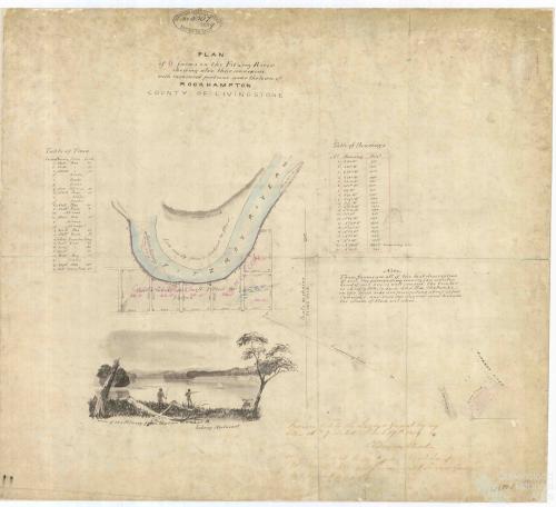 Plan of six farms on the Fitzroy River, Rockhampton, 1859