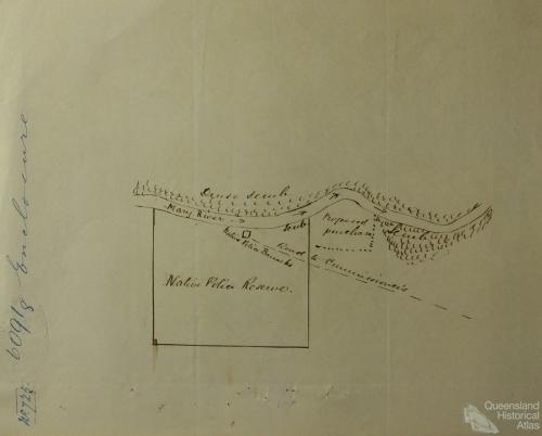 Native Police Barracks and Reserve, Mary River, 1860