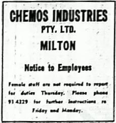 Advertisements to employees after Brisbane flood, 1974