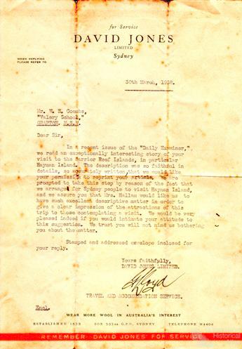 Letter from David Jones to William Coombs, 1938