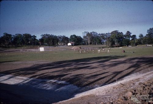 Sports oval under construction, Southport, c1960