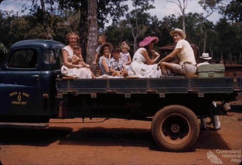 Travelling on Queensland Health & Home Affairs Dept truck, 1958