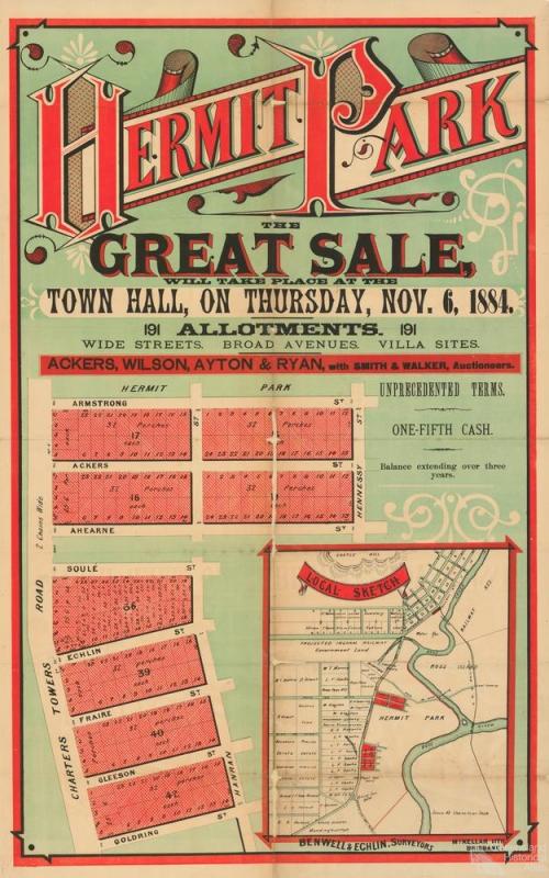 Estate map of Hermit Park, 1884