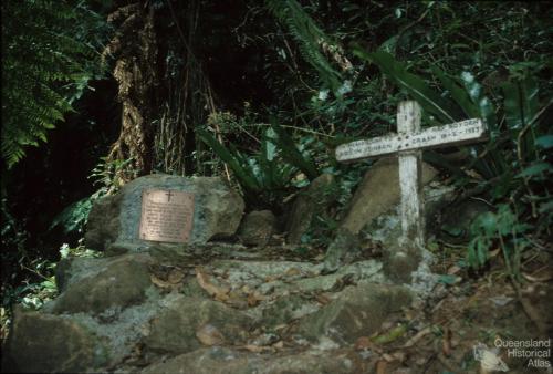 Plaque at the site of the 1937 Stinson air crash, Lamington National Park, 1978