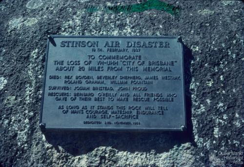 Plaque, 1937 Stinson Air Disaster, 1978