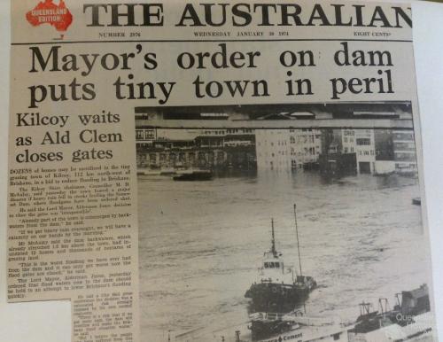 Mayor's order on dam puts tiny town in peril, The Australian, 30 January 1974