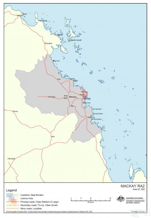 Mackay radio licence area, 2005