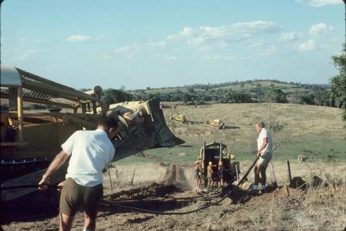 Laying telecommunication cable, Darling Downs, 1978