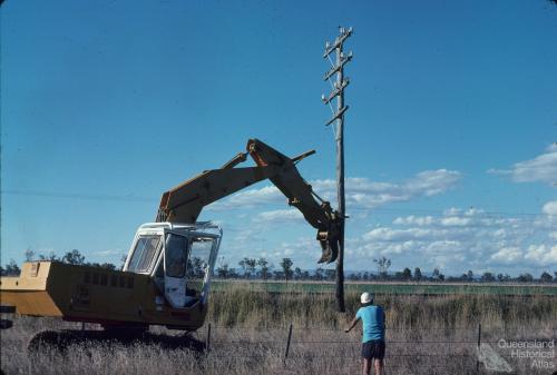 Redundant telephone pole, Chinchilla Shire, 1979