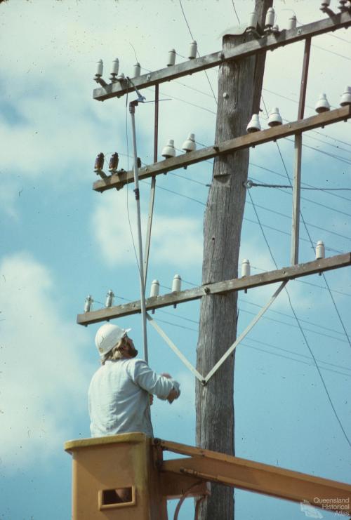 Redundant telephone wires, Chinchilla Shire, 1979