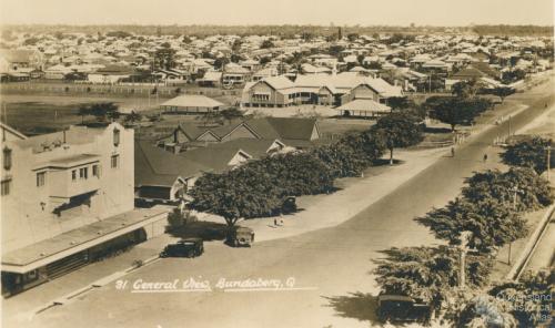 General view, Bundaberg, Wintergarden cinema in foreground, c1930