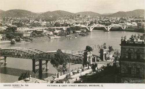 Victoria and Grey Street Bridges, Brisbane, c1934