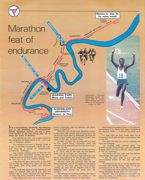 Marathon route, Commonwealth Games, 1982