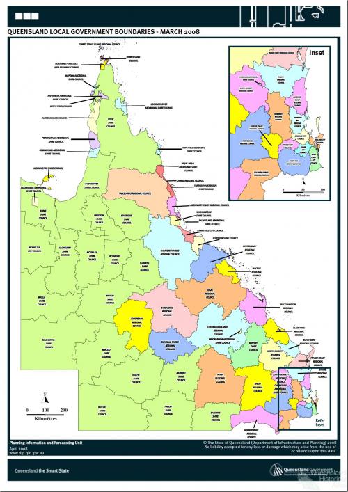 Queensland local government boundaries, 2008