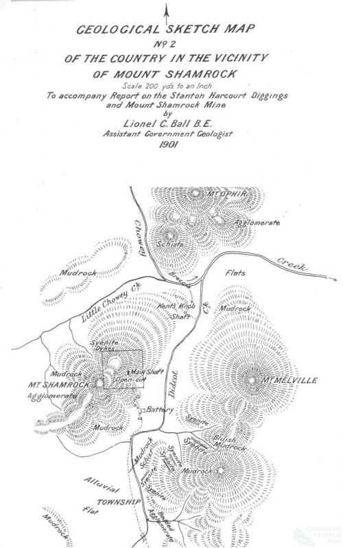 Geological sketch map Mount Shamrock, 1901