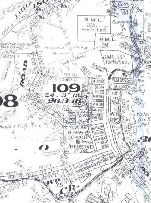 Cadastral map, miners homestead leases at Mount Shamrock, 1926 