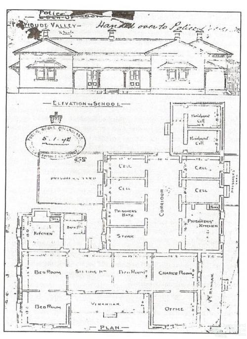 Plan of the Fortitude Valley police station, c1903