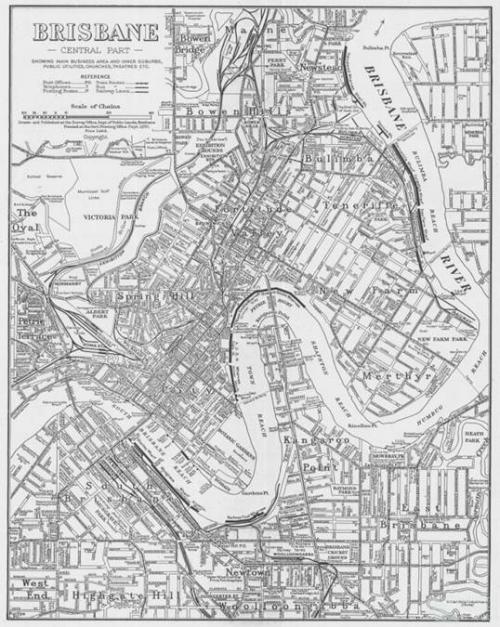 Brisbane, central part, 1951