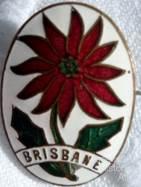 Brisbane badges which include poinsettia motif, 1930-60