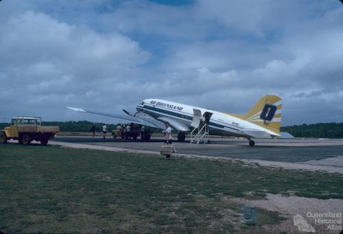 Air Queensland DC3 at Lockhart River airstrip, 1982