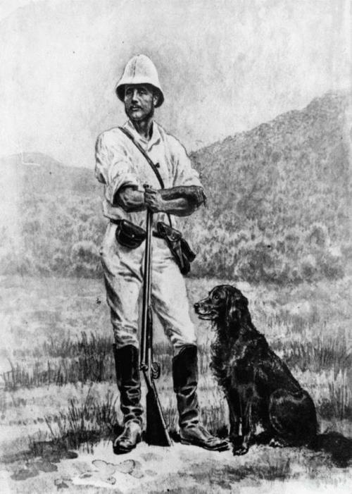 Norwegian naturalist and explorer Carl Lumholtz and his dog, c1882