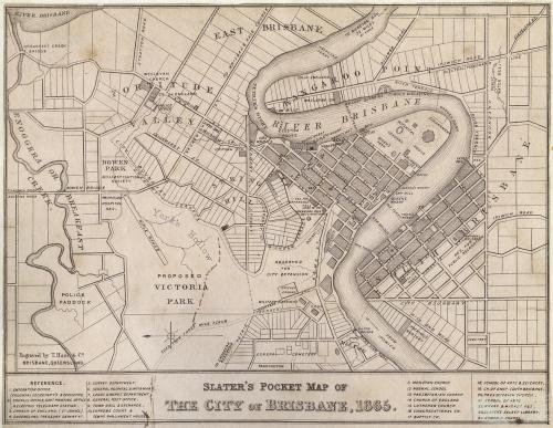 Slater's pocket map of Brisbane, 1865