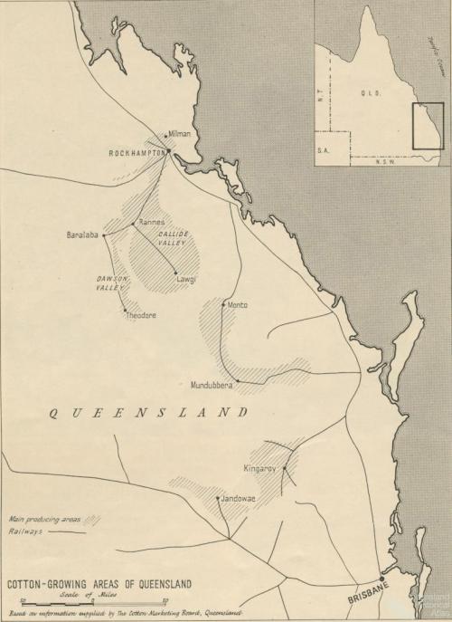 Cotton growing areas of Queensland, 1956