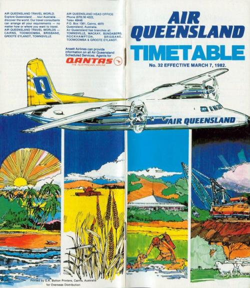 Air Queensland timetable, 1982