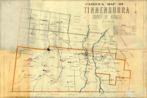 Paddock map of Tinnenburra, 1924