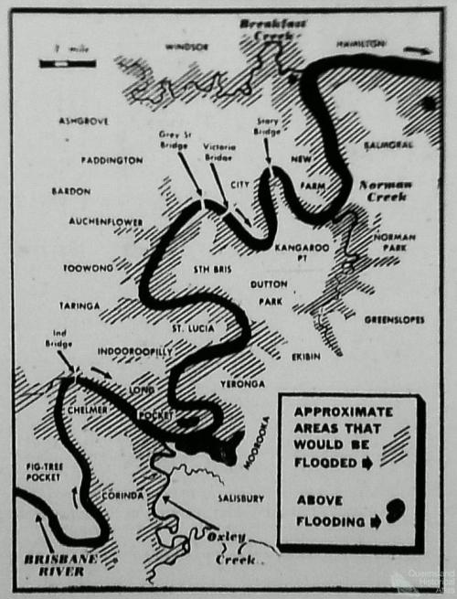 Brisbane River flood map, 1953