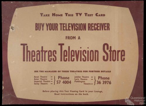 Television test viewing card