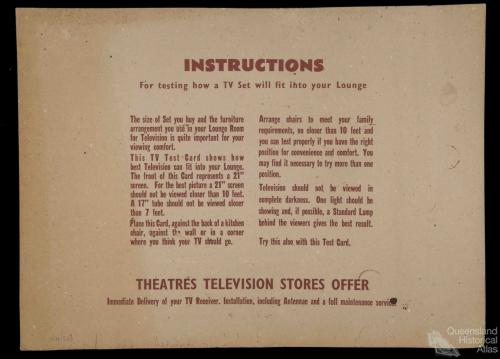 Television test viewing card