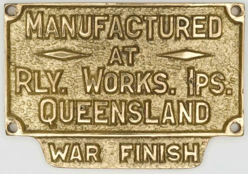 Builder's plate, Ipswich Railway Works, c1945