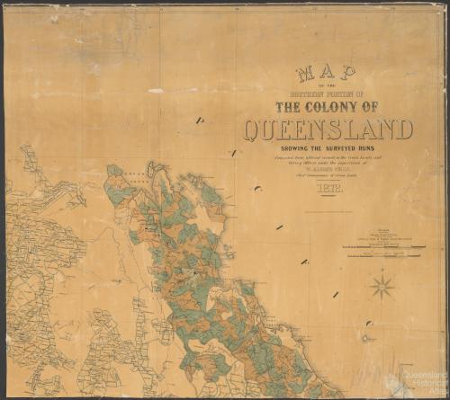 Southern portion of Queensland showing surveyed runs, 1872