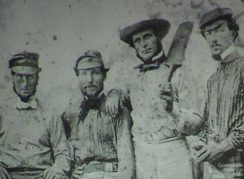 Tommy Wills (right) with cricketing colleagues, 1864