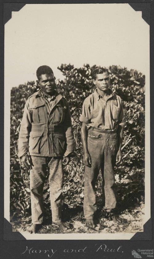 Harry and Paul, Scientific Expedition staff, Low Isles, 1928