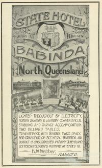 Advertisement, Babinda State Hotel, 1920